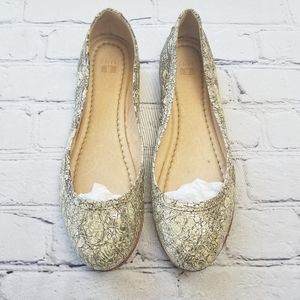 Frye Carson Ballet leather metallic flat shoe 8